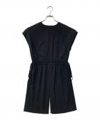 ADOREアドーア）の古着「バックサテンストライプロングブラウス」｜ブラック