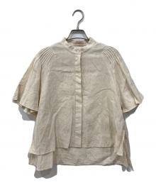 DES PRES（デ プレ）の古着「スパークリネン ピンタックスリーブブラウス」｜ベージュ