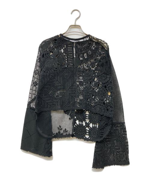 MALION VINTAGE（マリオンヴィンテージ）MALION VINTAGE (マリオンヴィンテージ) クロシェレースブラウス ブラック サイズ:FREEの古着・服飾アイテム