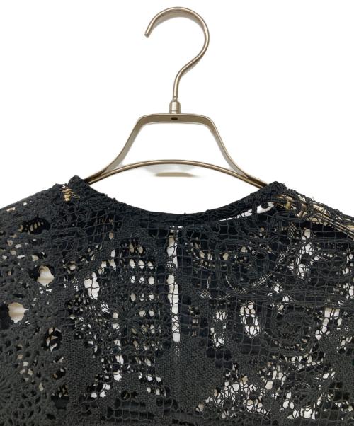 MALION VINTAGE（マリオンヴィンテージ）MALION VINTAGE (マリオンヴィンテージ) クロシェレースブラウス ブラック サイズ:FREEの古着・服飾アイテム