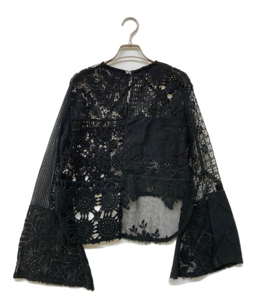 MALION VINTAGE（マリオンヴィンテージ）MALION VINTAGE (マリオンヴィンテージ) クロシェレースブラウス ブラック サイズ:FREEの古着・服飾アイテム