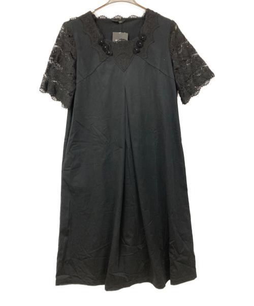 INGEBORG（インゲボルグ）INGEBORG (インゲボルグ) 半袖レースワンピース ブラック サイズ:SIZE 4 未使用品の古着・服飾アイテム