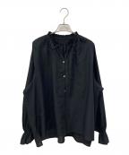 Spick and Spanスピック＆スパン）の古着「ハイブリットフリルカラーボリュームスリーブブラウス」｜ブラック