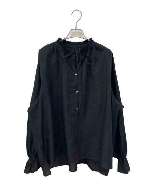 Spick and Span（スピック＆スパン）Spick and Span (スピックアンドスパン) ハイブリットフリルカラーボリュームスリーブブラウス ブラック サイズ:FREEの古着・服飾アイテム