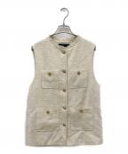 green label relaxingグリーンレーベルリラクシング）の古着「ツイードフリンジポケットベスト」｜アイボリー