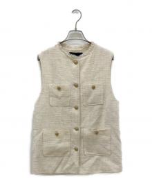 green label relaxing（グリーンレーベルリラクシング）の古着「ツイードフリンジポケットベスト」｜アイボリー