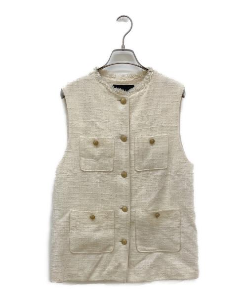 green label relaxing（グリーンレーベルリラクシング）green label relaxing (グリーンレーベルリラクシング) ツイードフリンジポケットベスト アイボリー サイズ:FREEの古着・服飾アイテム