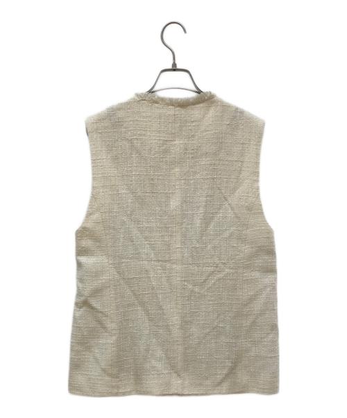 green label relaxing（グリーンレーベルリラクシング）green label relaxing (グリーンレーベルリラクシング) ツイードフリンジポケットベスト アイボリー サイズ:FREEの古着・服飾アイテム