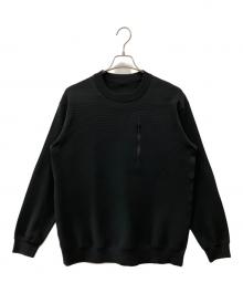 DESCENTE ALLTERRAIN（デザイント オルテライン）の古着「フュージョンニットストライプクルーネック」｜ブラック