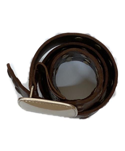 Maison Martin Margiela（メゾンマルタンマルジェラ）Maison Martin Margiela (メゾンマルタンマルジェラ) スタッズレザーベルト ブラウン サイズ:85の古着・服飾アイテム