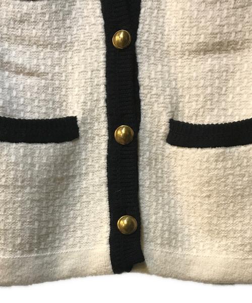 ESTNATION（エストネーション）ESTNATION (エストネーション) バイカラーツイードカーディガン アイボリー サイズ:Freeの古着・服飾アイテム