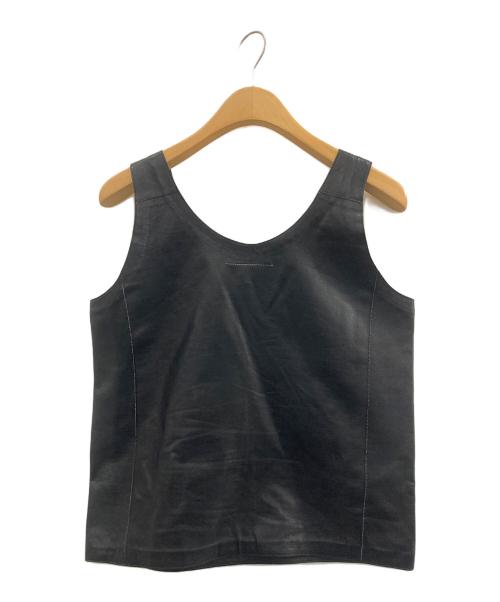 MM6 Maison Margiela（エムエムシックスメゾンマルジェラ）MM6 Maison Margiela (エムエムシックス メゾンマルジェラ) レザーベスト ブラック サイズ:42の古着・服飾アイテム
