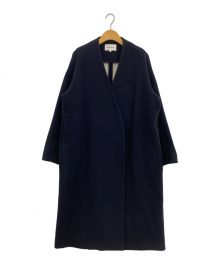 ENFOLD（エンフォルド）の古着「ウールソフトリバーノーカラーコート」｜ネイビー