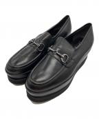 luca grossiルカグロッシ）の古着「厚底ウェッジソールビットローファー」｜ブラック