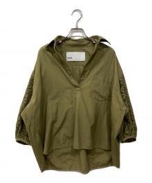 ticca（ティッカ）の古着「コットンレースパフスリーブブラウス」｜カーキ