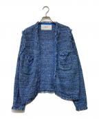 ADAWASアダワス）の古着「SUMMER TWEED KNIT JACKET(サマー ツイード ニット ジャケット)」｜ブルー