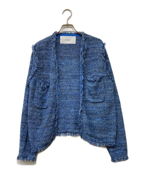 ADAWAS（アダワス）ADAWAS (アダワス) SUMMER TWEED KNIT JACKET(サマー ツイード ニット ジャケット) ブルー サイズ:FREEの古着・服飾アイテム