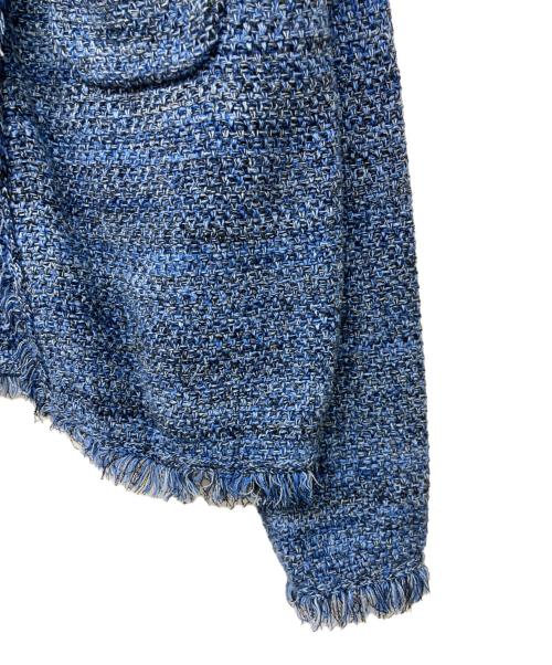ADAWAS（アダワス）ADAWAS (アダワス) SUMMER TWEED KNIT JACKET ブルー サイズ:FREEの古着・服飾アイテム