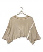 Y'sワイズ）の古着「クロップドドルマンリネンニット」｜ベージュ
