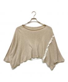Y's（ワイズ）の古着「クロップドドルマンリネンニット」｜ベージュ