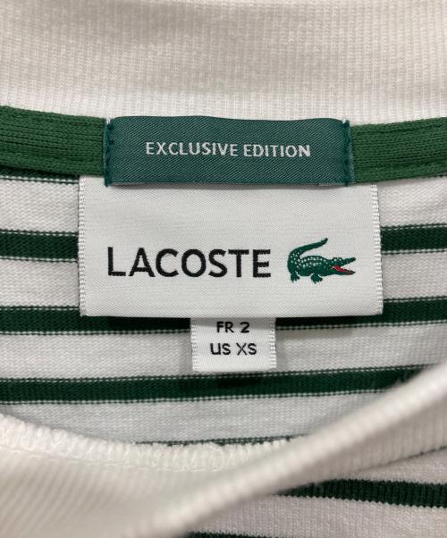 LACOSTE（ラコステ）LACOSTE (ラコステ) ボーダーTシャツ ホワイト×グリーン サイズ:XSの古着・服飾アイテム