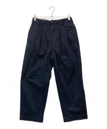 TapWater（タップウォーター）の古着「Cotton Chino Tuck Trousers」｜ネイビー