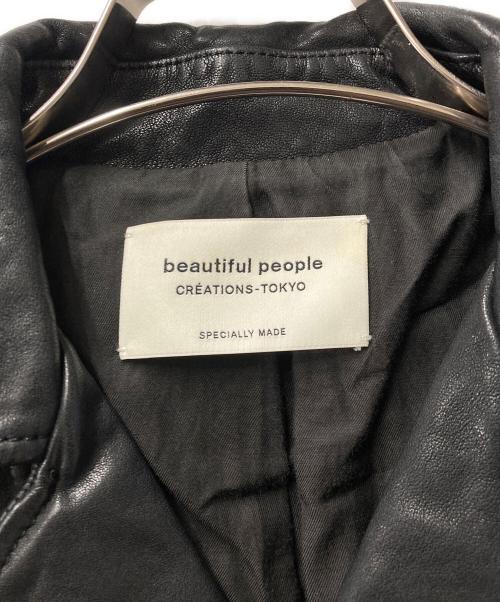 beautiful people（ビューティフルピープル）beautiful people (ビューティフルピープル) レザーダブルライダースジャケット 1540402401 ブラック サイズ:140の古着・服飾アイテム