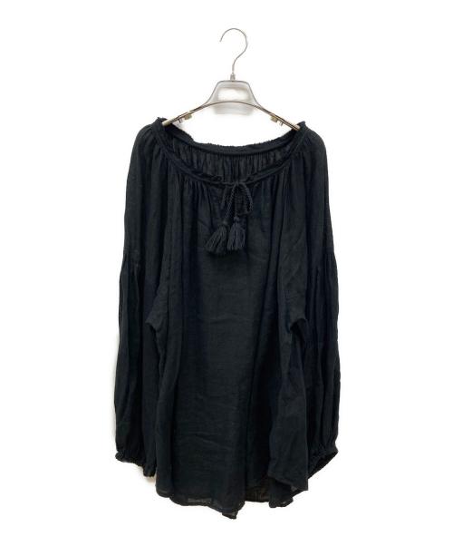 FRAMeWORK（フレームワーク）FRAMeWORK (フレームワーク) リネンガーゼブラウス ブラック サイズ:FREEの古着・服飾アイテム