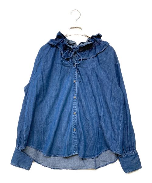 Rie miller（リエ ミラー）Rie miller (リエ ミラー) フリルギャザーデニムブラウス インディゴ サイズ:FREEの古着・服飾アイテム