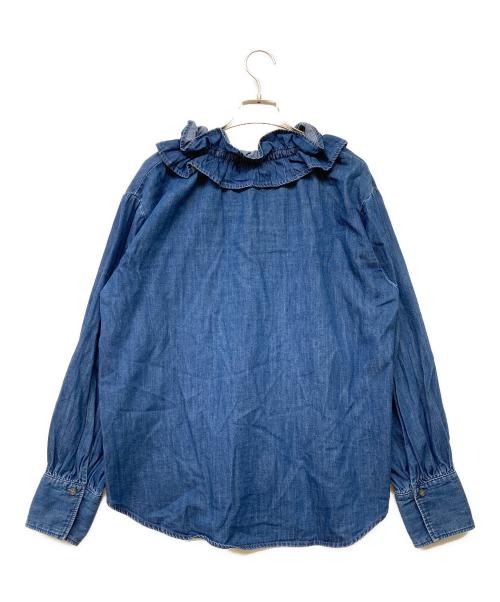 Rie miller（リエ ミラー）Rie miller (リエ ミラー) フリルギャザーデニムブラウス インディゴ サイズ:FREEの古着・服飾アイテム