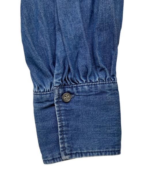 Rie miller（リエ ミラー）Rie miller (リエ ミラー) フリルギャザーデニムブラウス インディゴ サイズ:FREEの古着・服飾アイテム