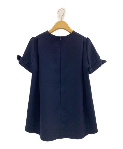 BORDERS at BALCONY（ボーダーズアットバルコニー）BORDERS AT BALCONY (ボーダーズアットバルコニー) リボンスリーブブラウス ネイビー サイズ:36の古着・服飾アイテム