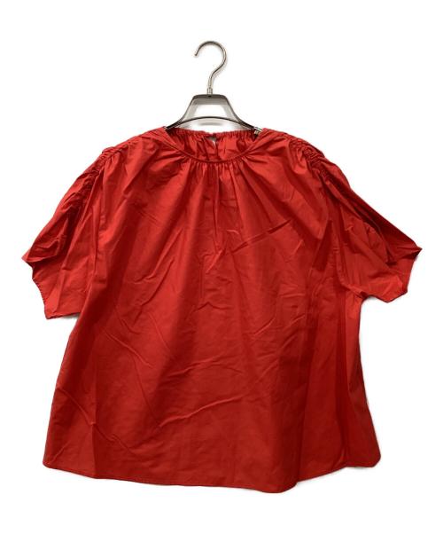 BALLSEY（ボールジィ）BALLSEY (ボールジィ) プロセスドコットンギャザーブラウス レッド サイズ:36の古着・服飾アイテム