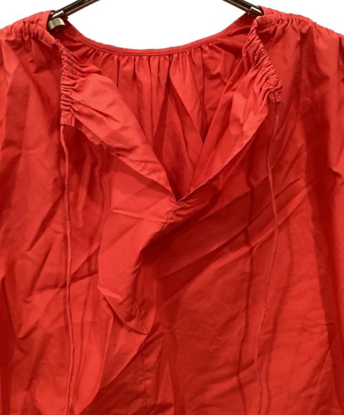 BALLSEY（ボールジィ）BALLSEY (ボールジィ) プロセスドコットンギャザーブラウス レッド サイズ:36の古着・服飾アイテム