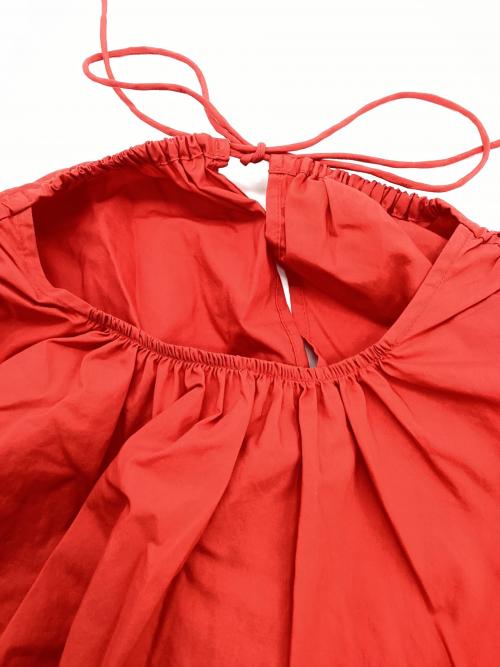 BALLSEY（ボールジィ）BALLSEY (ボールジィ) プロセスドコットンギャザーブラウス レッド サイズ:36の古着・服飾アイテム