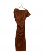 anuansアニュアンス）の古着「ワンショルダードレープカットワンピース」｜ブラウン