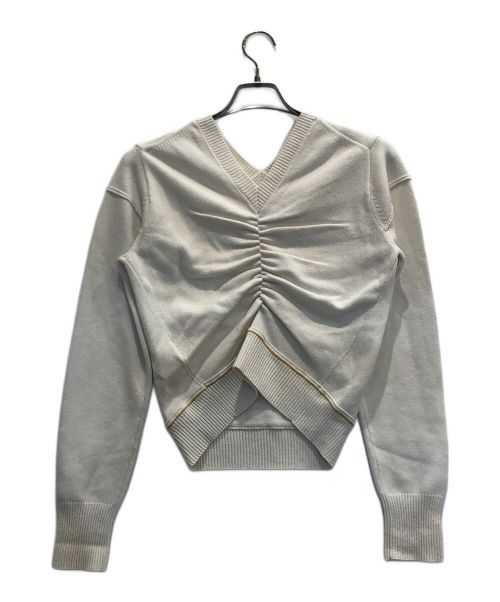 Chloe（クロエ）Chloe (クロエ) Vネック バックギャザー ニット ソフトホワイト サイズ:Ｓの古着・服飾アイテム