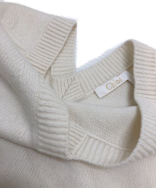 Chloe（クロエ）Chloe (クロエ) Vネック バックギャザー ニット ソフトホワイト サイズ:Ｓの古着・服飾アイテム