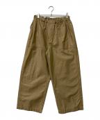 mizuiro-indミズイロインド）の古着「コットンイージーワイドベイカーパンツ」｜ブラウン