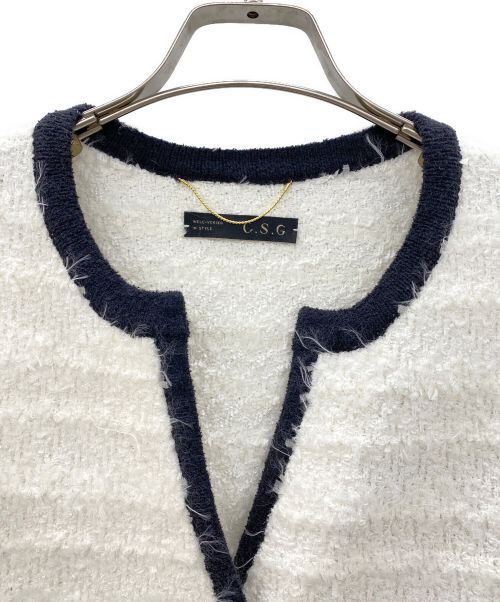 Curensology（カレンソロジー）Curensology (カレンソロジー)  Mole Tweed Cardigan（モールツイードニットカーディガン） アイボリー サイズ:Ｆの古着・服飾アイテム