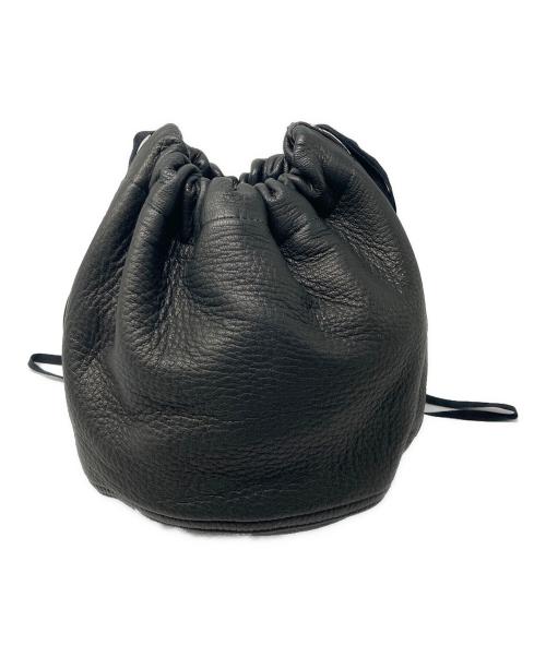 FILL THE BILL（フィルザビル）FILL THE BILL (フィルザビル) レザー巾着バッグ ブラックの古着・服飾アイテム