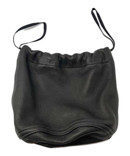 FILL THE BILL（フィルザビル）FILL THE BILL (フィルザビル) レザー巾着バッグ ブラックの古着・服飾アイテム