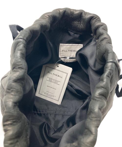 FILL THE BILL（フィルザビル）FILL THE BILL (フィルザビル) レザー巾着バッグ ブラックの古着・服飾アイテム