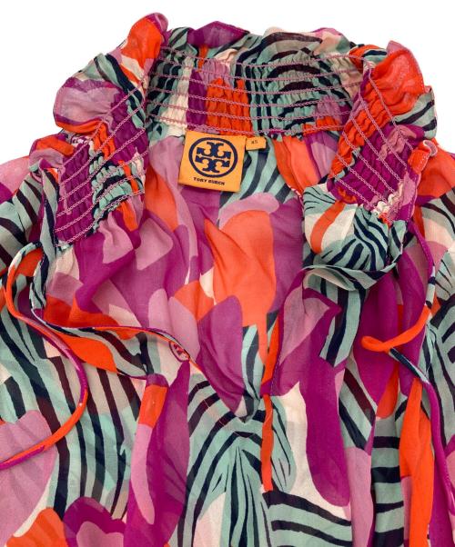 TORY BURCH（トリーバーチ）TORY BURCH (トリーバーチ) 総柄シルクブラウス パープル サイズ:SIZE XSの古着・服飾アイテム