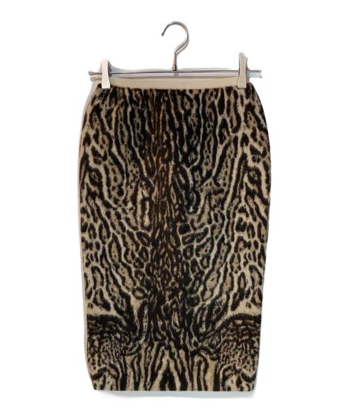 N°21（ヌメロヴェントゥーノ）N°21 (ヌメロヴェントゥーロ) レオパードシャギースリットスカート ベージュ サイズ:38の古着・服飾アイテム