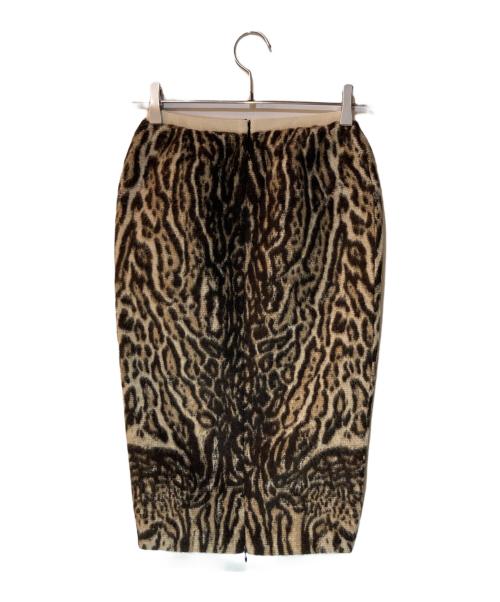 N°21（ヌメロヴェントゥーノ）N°21 (ヌメロヴェントゥーロ) レオパードシャギースリットスカート ベージュ サイズ:38の古着・服飾アイテム