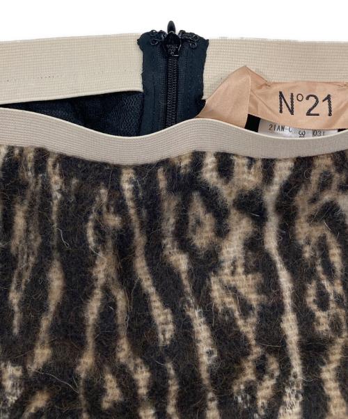 N°21（ヌメロヴェントゥーノ）N°21 (ヌメロヴェントゥーロ) レオパードシャギースリットスカート ベージュ サイズ:38の古着・服飾アイテム