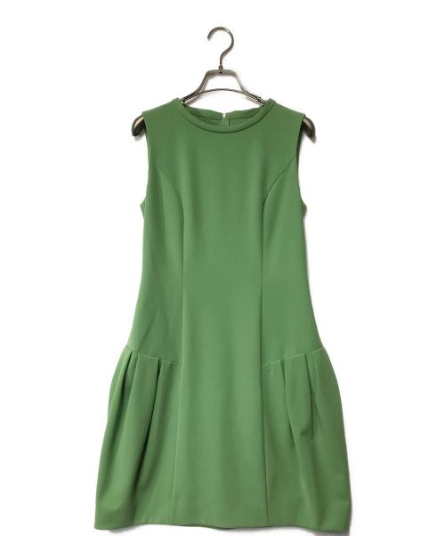 FOXEY NEWYORK（フォクシーニューヨーク）FOXEY NEWYORK (フォクシーニューヨーク) コクーンノースリーブワンピース グリーン サイズ:38の古着・服飾アイテム