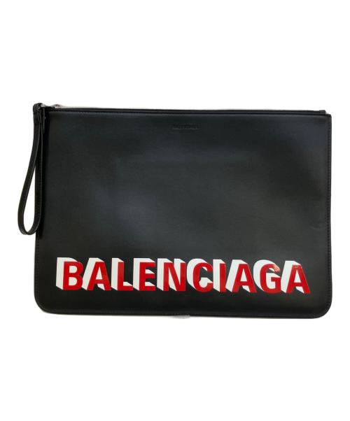 BALENCIAGA（バレンシアガ）BALENCIAGA (バレンシアガ) クラッチバッグ ブラック×レッドの古着・服飾アイテム