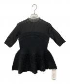 FRAY IDフレイ アイディー）の古着「シュリンクジャガードペプラムニット」｜ブラック